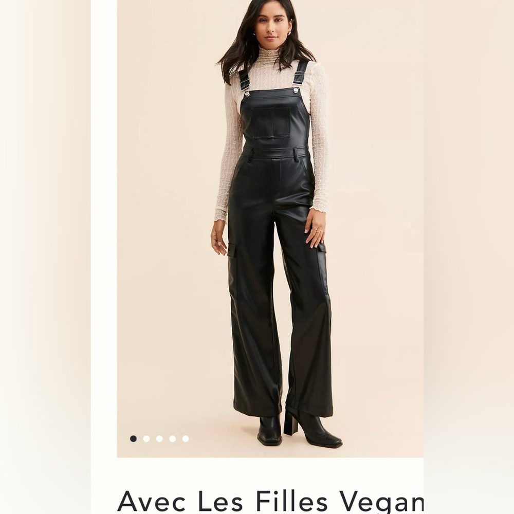 Anthropologie- Avec Les Filles Black Vegan Leather Jumpsuit